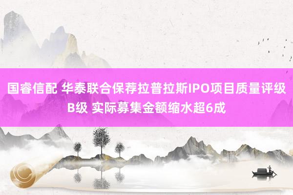 国睿信配 华泰联合保荐拉普拉斯IPO项目质量评级B级 实际募集金额缩水超6成