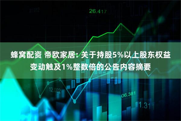 蜂窝配资 帝欧家居: 关于持股5%以上股东权益变动触及1%整数倍的公告内容摘要