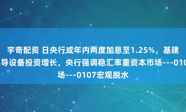 宇奇配资 日央行或年内两度加息至1.25%，基建与服务业主导设备投资增长，央行强调稳汇率重资本市场---0107宏观脱水