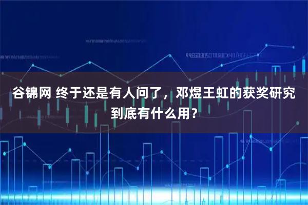 谷锦网 终于还是有人问了，邓煜王虹的获奖研究到底有什么用？